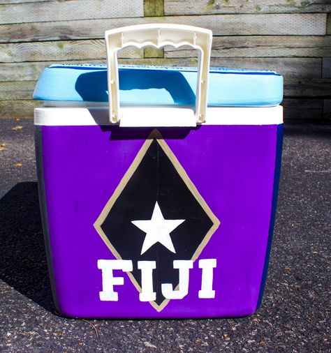 fiji fraternity cooler Fiji Frat Coolers Ideas, Fiji Cooler Fraternity, Fiji Frat Cooler, Fiji Frat, Fiji Fraternity, Fiji Cooler, Mountain Weekend Cooler, Nola Cooler, Formal Coolers