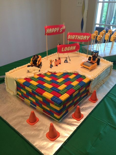 Lego Bday Cake, Lego Birthday Party Cake, Diy Lego Birthday Cake, Cake Lego Birthday, Lego Cake Ideas, Lego Cakes For Boys, Lego Sheet Cake, Easy Lego Cake, Lego Movie Birthday Cake