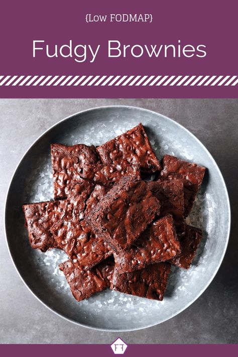 Looking for a classic treat to tame your sweet tooth? Your whole family will love these simple low FODMAP brownies! FODMAP Recipes | FODMAP Diet | FODMAP Diet Recipes | Low FODMAP Desserts Easy | Chocolate Desserts | Low FODMAP Desserts Gluten Free | Low FODMAP Dessert Recipes | Desserts for Kids | FODMAP Snacks | Chocolate Desserts | Sweet Treats #glutenfree # FODMAP Fodmap Brownies, Ibs Diet Recipes, Low Fodmap Snack, Low Fodmap Dessert, Fodmap Baking, Low Fodmap Desserts, Fodmap Desserts, Easy Low Fodmap, Recipes Low Fodmap