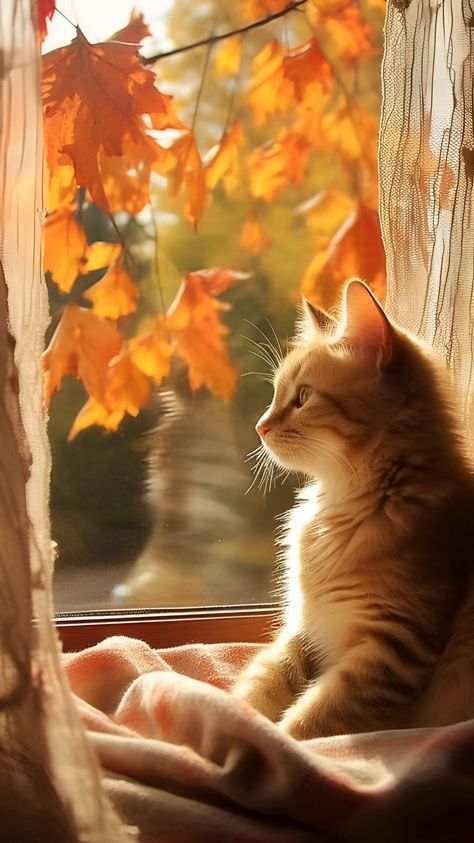 Cat In The Garden, Fall Cat, Regard Animal, Autumn Cat, Chilling At Home, Autumn Animals, Fall Cats, Giant Cat, Cat Hacks