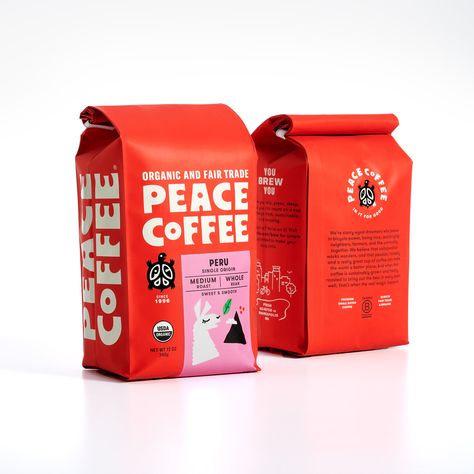 Monochromatic Packaging Design, Coffee Bag Design, Peace Coffee, Tea Packaging Design, Coffee Pack, Branding Design Packaging, Tea Packaging, Food Packaging Design, Coffee Packaging