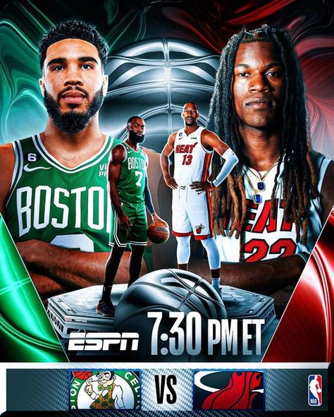 NBA on Instagram: "In a rematch of the 2022 East Finals, the @miamiheat host the @celtics 7:30pm/et on ESPN! #KiaTipOff22" Cool Basketball Wallpapers, Sports Edits, Nba Artwork, Sport Poster Design, Basketball Wallpaper, Sports Graphic Design, Boston Sports, Nba Finals, Sport Poster