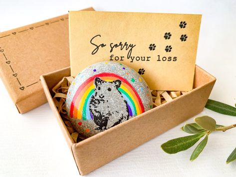 Personalized Hamster Memorial Gift Rainbow Bridge Sympathy - Etsy Hamster Memorial, Hamster Pet, Rock Gifts, Under The Rainbow, Gerbil, Sympathy Card, Hand Painted Rocks, Pet Loss, Pet Gift