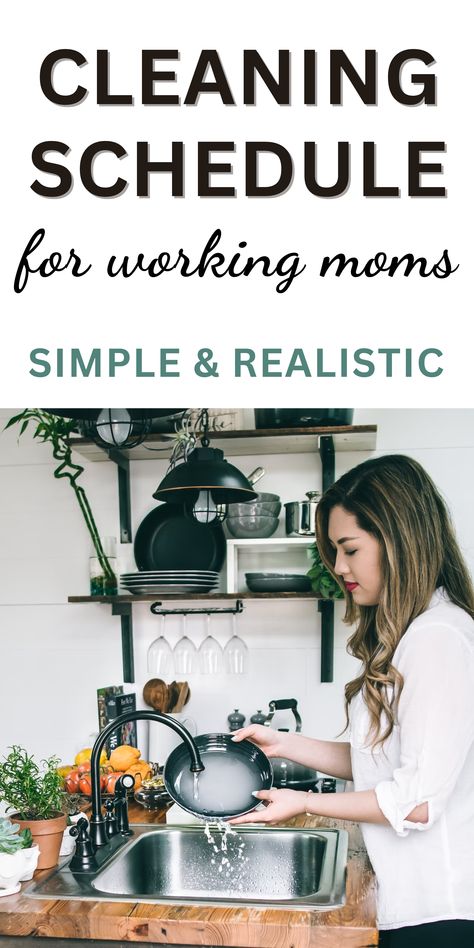 woman cleaning dishes Mom Cleaning Schedule, Realistic Cleaning Schedule, Keep A Clean House, House Cleaning Schedule, Seasonal Cleaning, Clean House Schedule, All About Mom, House Cleaning Checklist, Speed Cleaning