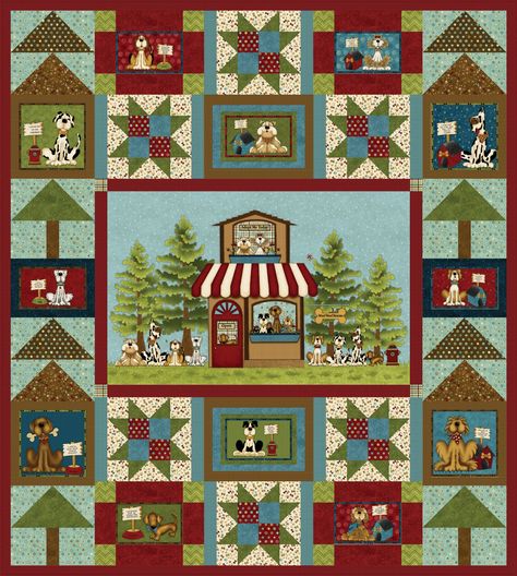 Pet Rescue- Panel Quilt Kit Free Project Quilt Kits The Whole Country Caboodle Fabric Panel Quilts, Dog Quilts, Medallion Quilt, Pet Rescue, Panel Quilts, Fabric Panel, Quilt Sizes, Quilt Kit, Quilt Kits