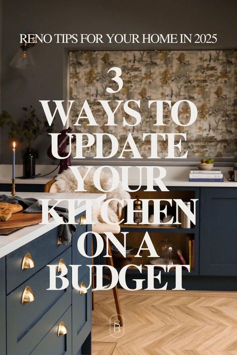 Are you looking to update your kitchen on a budget? Check out these 3 tips on how to update your kitchen on a budget and plan a reno on your space. Follow along to get more interior design tips and tricks to make your home a place of tranquility and transform the heart of your heart into a wellbeing haven. How To Brighten A Dark Kitchen, Brighten A Dark Kitchen, Interior Design Tips And Tricks, Design Tips And Tricks, Interior Tips, Renovation Tips, Dark Kitchen, Blue Home, Budget Home