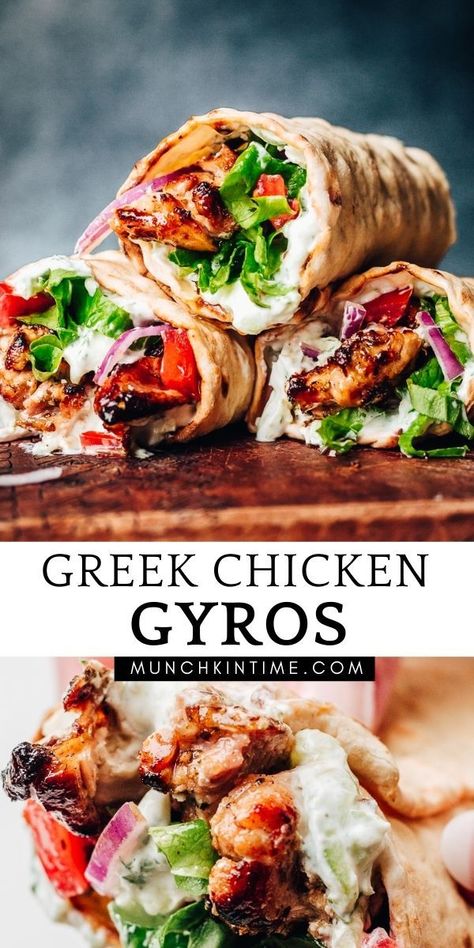 Greek Chicken Gyros – Layers of flavor in every bite, this traditional Greek street food is easy to make at home and doesn’t require any complicated ingredients. Slather each gyro in homemade tzatziki sauce for an abundance of fresh flavors! Greek Chicken Gyros, Chicken Gyro Recipe, Mediterranean Recipes Healthy, Women Overalls, Mediterranean Diet Recipes Dinners, Gyro Recipe, Homemade Tzatziki Sauce, Jean Baggy, Homemade Tzatziki