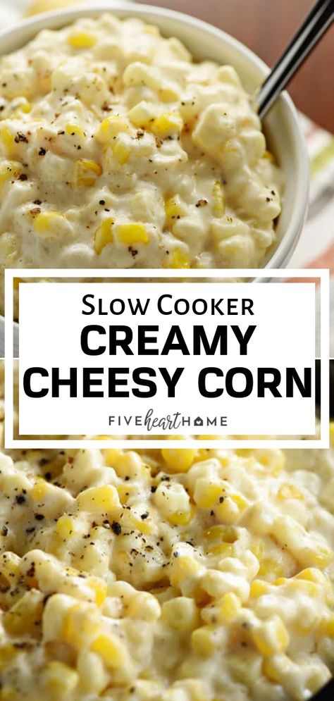 Creamy Cheesy Corn, Super Easy Slow Cooker Recipes, Crockpot Side Dishes, Cheesy Corn, Crock Pot Recipe, Recipe For Dinner, Crockpot Dishes, Dinner Side Dishes, Easy Slow Cooker Recipes