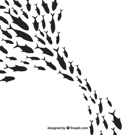 School Of Fish Drawing, Schools Of Fish, Background School, Shoal Of Fish, Fish Background, Fish Silhouette, School Of Fish, Creation Art, Fish Vector