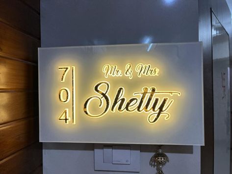 Modern Nameplates For Home, Name Plates For Home Main Gate, Name Plates For Home Light, Name Plates For Flats Modern, Home Number Plate Design, Simple Name Plates For Home, Name Plates For Flat Doors, House Name Plate Ideas, Name Plates For Home With Light