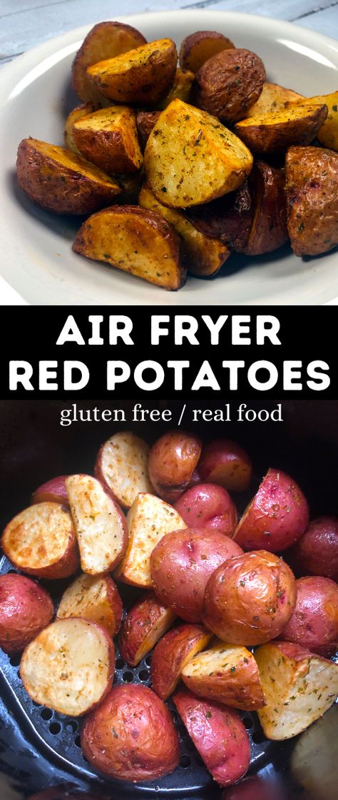 Russet Potatoes Air Fryer, Roasted Red Potatoes Air Fryer, Red Potatoes Air Fryer, Red Potatoes In Air Fryer, Potatoes Air Fryer Recipe, Air Fryer Red Potatoes, Fried Red Potatoes, Potatoes In Air Fryer, Potatoes Air Fryer