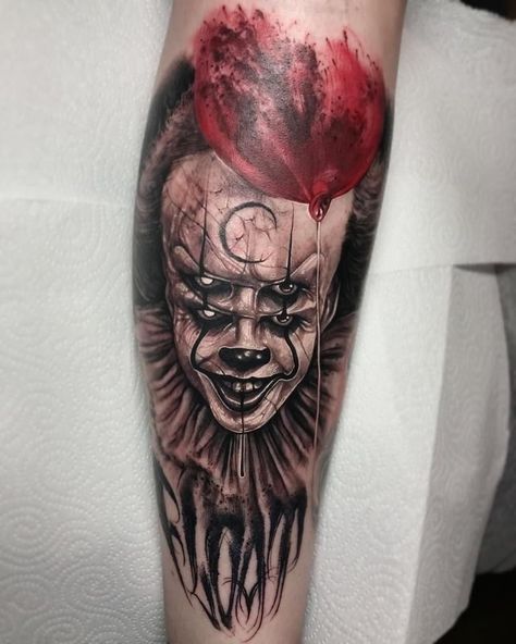 Dark Trash Tattoo, Realism Horror Tattoo, Best Tattoo In The World, Dark Realism Tattoo, Scary Tattoo Designs, Anrijs Straume, Tato Geisha, Pennywise Tattoo, Tattoo Nightmares