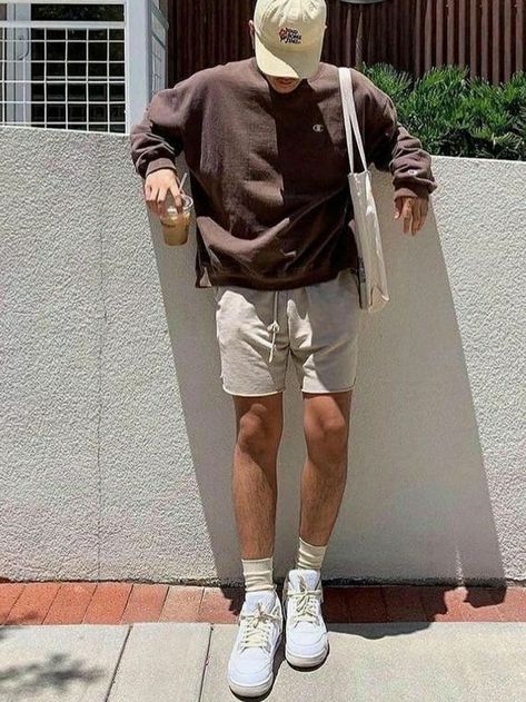 Granola Boy Outfits, Shorts Outfits Men Streetwear, Sporty Outfits Men, Guys Fits, Mens Shorts Outfits, Pants Outfit Men, Trendy Boy Outfits, Mens Summer Outfits, Mens Casual Outfits Summer