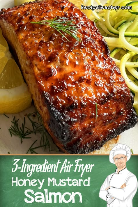 Salmon In Air Fryer, Air Fryer Recipes Salmon, Salmon Recipes Baked Healthy, Honey Mustard Salmon, Mustard Salmon, Air Fryer Fish, Air Fryer Oven Recipes, Easy Salmon Recipes, Baked Salmon Recipes