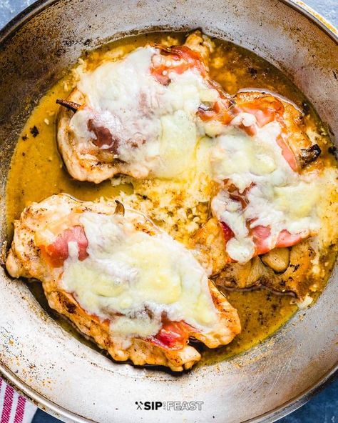 Chicken Valdostana Recipe, Chicken Sorrentino Recipe, Italian Chicken Dishes, Sip And Feast, Veal Cutlet, Veal Recipes, Fontina Cheese, Pan Seared Chicken, Italian Recipe