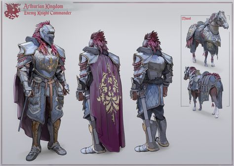 ArtStation - Arthurian Kingdom - Enemy Knight Commander, Oliver Medak Rise Of The Dragon, Knight Commander, Armor Designs, Knight On Horse, Game Of Throne, Horse Armor, Fantasy Horses, Dragon King, Knight Art