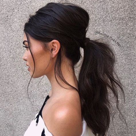 Push Up Hair Ponytail Hairstyles Easy, Messy Ponytail, Prom Hairstyles For Long Hair, Girl Haircuts, Penteado Cabelo Curto, A Ponytail, Low Ponytail, Great Hair, Cute Hair