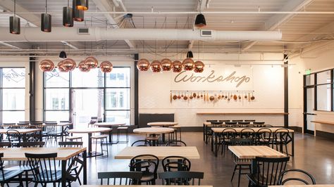 Workshop food court | Charleston Charleston Restaurants, Teen Lounge, Kid Friendly Restaurants, Modern Food, Swivel Chair Living Room, Food Hall, Restaurant Chairs, Restaurant Tables, Food Court