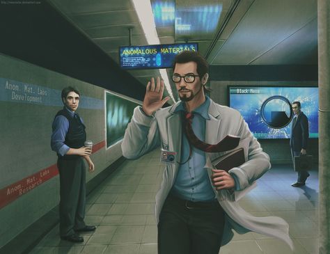 Awesome Half-Life art. Gordon Freeman, Valve Games, Male Doctor, Portal 2, Half Life, G Man, The Right Man, Team Fortress, Video Game Art