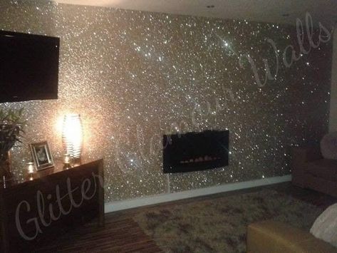 Glitter Wallpaper Bedroom, Glitter Accent Wall, Glitter Bedroom, Glitter Room, Glitter Paint For Walls, Normal Wallpaper, Glitter Wall, Accent Wall Bedroom