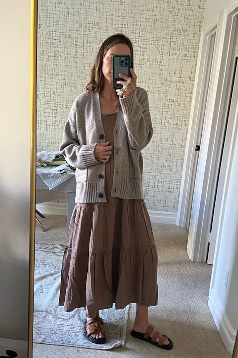 Midi Dress With Cardigan Outfit, Maxi Dress With Cardigan Outfit, Long Dress With Cardigan, Maxi Dress With Cardigan, Dress With Long Cardigan, Anne Aesthetic, Midi Dress With Cardigan, Dress With Cardigan Outfit, Dress Cardigan Outfit