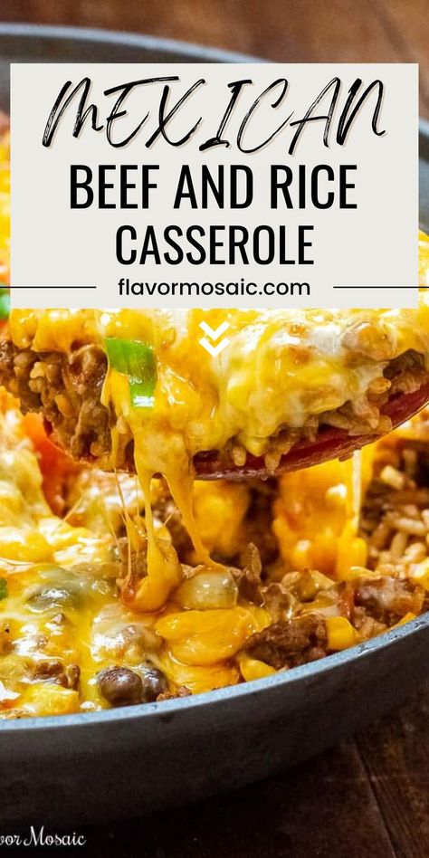 Ground Beef Skillet Dinner, Ground Beef Skillet, Beef And Rice Casserole, Mexican Rice Casserole, Beef Skillet, Latin Dishes, Hispanic Recipes, Food Feast, Healthy Mexican Recipes