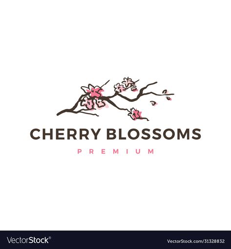 Cherry Logo Design Ideas, Blossom Logo Design, Cherry Blossom Logo, Aesthetics Branding, Blossom Logo, Restaurant Logos, Company Ideas, Logo Design Ideas, Vector Icons Illustration