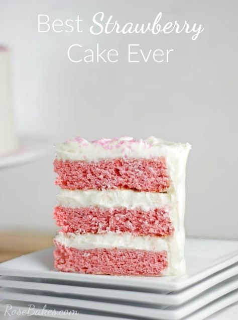 Best Strawberry Cake Ever - Rose Bakes Best Strawberry Cake Ever, Best Strawberry Cake Recipe, Best Strawberry Cake, Strawberry Cake Recipe, Strawberry Cake Easy, Strawberry Pudding, Strawberry Cake Mix, Strawberry Cake Recipes, Delicious Clean Eating