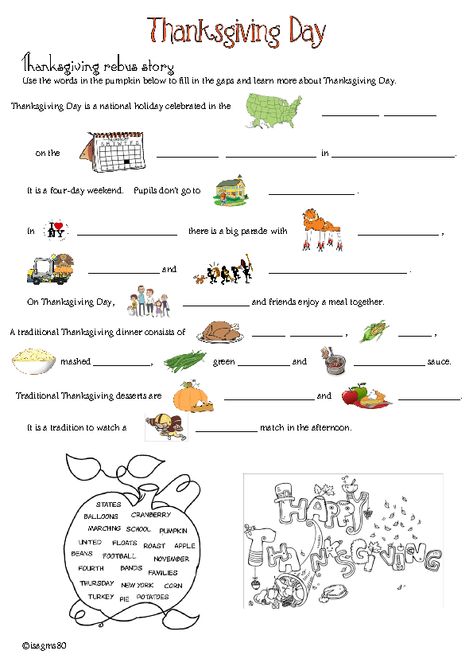 Free Thanksgiving Day Rebus Story Worksheet - Use this cute Thanksgiving Day worksheet to build vocabulary skills in your ESL classroom! #vocabulary #freeworksheets #thanksgivingprintable Thanksgiving Grammar, Thanksgiving Interactive, Thanksgiving Quiz, Thanksgiving Activity Sheets, Teaching Thanksgiving, Thanksgiving History, Thanksgiving Worksheets, Thanksgiving Activity, Thanksgiving Traditions