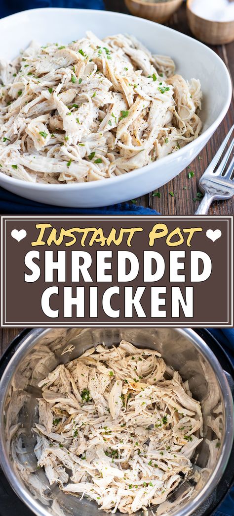 Shredded Chicken Pressure Cooker, Instant Pot Shredded Chicken, Shredded Chicken Recipe, Pulled Chicken Recipes, Easy Shredded Chicken, Slow Cooker Shredded Chicken, Chicken Shredded, Make Shredded Chicken, Homemade Buns