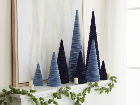 Velvet Trees Set of 4 Navy Wedding Decor Rustic Home Decor - Etsy Moody Blue Christmas Decor, Deep Blue Christmas Decor, Rustic Navy Christmas Tree, Blue And White Nordic Tree, Midnight Blue Christmas, Navy Blue Christmas Decor, Navy Wedding Decor, Grey Christmas Decor, Wedding Decor Rustic