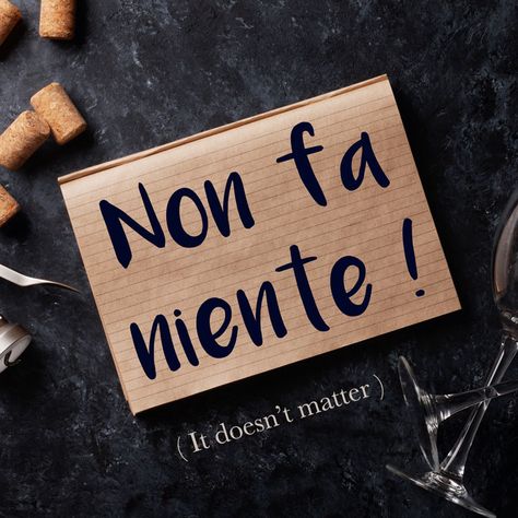 Italian Phrase of the Week: Non fa niente! (It doesn’t matter!) – Daily Italian Words Speaking Italian, Learn To Speak Italian, Everyday Italian, Italian Grammar, Italian Vocabulary, Italian Lessons, Italian Language Learning, Learn Italian, Italian Phrases