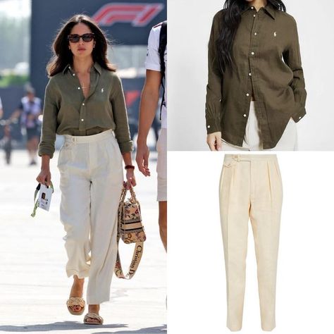 Carmen Montero Mundt’s Closet on Instagram: "Carmen at the #BahrainGP🇧🇭 on Qualifying Day, 4th March 2023 Wearing the: » @poloralphlauren long sleeve button front shirt (€179.95) » @poloralphlauren georgette trousers (€230) » @maxmara emmie cat-eye sunglasses (£180) » @dior medium lady d-lite bag natural multicolour raffia (£3,600) » @iwcwatches portofino automatic 34 (£11,400) » @zara flat woven raffia sandals (old collection) » @edenly.jewellery clair obscur ring - crossed black lacquer and Lady Dior D'lite Outfit, Dior D Lite Bag Outfit, Lady D Lite Bag Outfit, Lady D Lite Bag, Dior Outfit, 4th March, Bahrain Gp, Zara Flats, Outfits Edgy