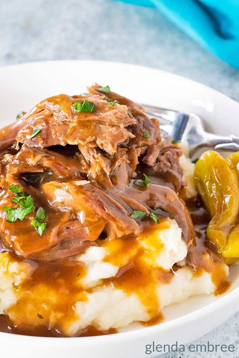 Mississippi Pot Roast Recipe - Glenda Embree Mississippi Pot Roast Recipe, Easy Sunday Dinner, Sunday Dinner Ideas, Perfect Pot Roast, Slow Cooker Roast Beef, Pot Roast Recipe, Sunday Dinner Recipes, Mississippi Pot Roast, Slow Cooker Roast