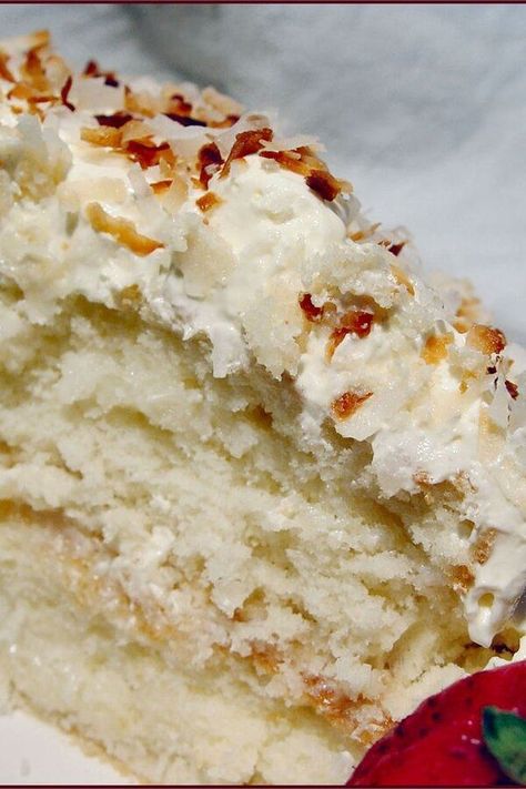 Coconut Sour Cream, Sour Cream Coconut Cake, Coconut Cake Recipe, Sour Cream Cake, Coconut Desserts, Refreshing Desserts, Delicious Cake Recipes, A Piece Of Cake, Poke Cake