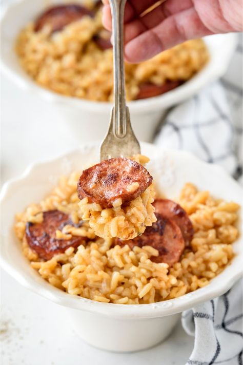 White Rice And Sausage Recipes, Chorizo Sausage Links Recipes, Smoked Sausage Recipes Rice, Recipe With Sausage Links, Italian Sausage Recipes With Rice, Rice And Smoked Sausage Recipes, Smoked Andouille Sausage Recipes, Conecha Sausage, Kielbasa Rice Recipes