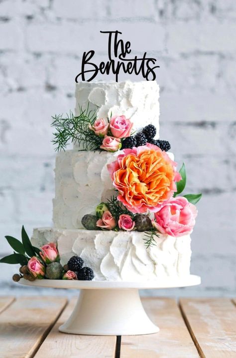 Sugar flower wedding cake