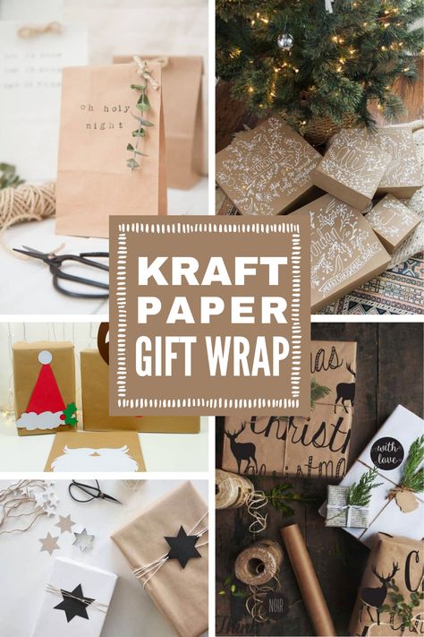 Farmhouse Christmas Wrapping Ideas, Brown Paper Christmas Wrapping Ideas, Brown Paper Christmas Wrapping, Kraft Paper Christmas Wrapping, Christmas Wrapping Paper Diy, Unique Gift Wrapping Christmas, Unique Wrapping Ideas, Kraft Paper Art, Wrapping Christmas Presents