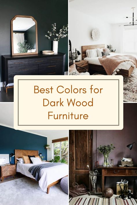 A visually appealing arrangement showcasing the best colors for dark wood bedroom furniture, featuring 4 inspiring color palettes tailored for elegant home decor. Espresso Bedroom Furniture, Dark Wood Bed Frame, Wood Furniture Bedroom Decor, Dark Oak Furniture, Dark Brown Bedrooms, Dark Wood Bedroom Furniture, Dark Wood Bedroom, Dark Brown Furniture, Dark Wood Bed