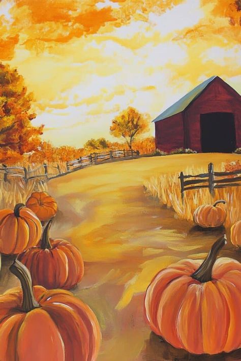 Fall Painting Fall Paintings Aesthetic Easy, Simple Fall Canvas Paintings, Painting Ideas On Canvas Autumn, Pumpkin Wood Painting, Autumn Lake Painting, Fall Acrylic Painting Ideas Easy, Fall Drawings Aesthetic Easy, Fall Tree Painting Acrylic Easy, Autumn Canvas Painting Easy