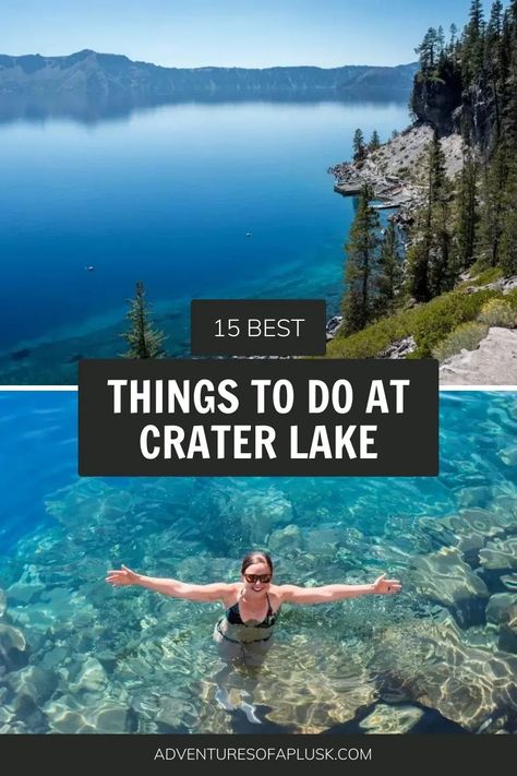 The BEST things to do at Crater Lake National Park in Oregon | Things to do in Oregon | Best National Parks | National Parks in Oregon | Hiking in Oregon | Visit the Pacific Northwest | Crater Lake hikes Crater Lake Packing List, Hiking In Oregon, Pnw Trip, Western Vacation, Things To Do In Oregon, Oregon Hiking, Oregon Girl, Crater Lake Oregon, Best Rv Parks