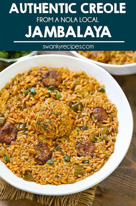 Creole Chicken and Sausage Jambalaya {From a NOLA Local} Creole Chicken And Sausage, Seafood Jambalaya, Jambalaya Recipes, Creole Dishes, Homemade Jambalaya, Creole Jambalaya, Recipe With Rice, Creole Chicken, Louisiana Dishes