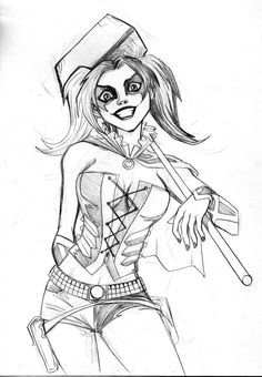 Harley Quinn Sketch, Harvey Quinn, Harley Quinzel, Gotik Tattoo, Joker Y Harley Quinn, Harley Quinn Tattoo, Stencil Graffiti, Harley Quinn Drawing, Harley Quinn Artwork