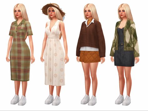 Sims 4 Growing Together Outfits, Sims Characters No Cc, Sims 4 Farm Outfits, The Sims 4 Outfit Ideas No Cc Aesthetic, Sims 4 Cas Ideas No Cc, Sims 4 Cottage Living Outfits, Sims4 Lookbook No Cc, Ts4 Lookbook No Cc, Sims 4 Look Book No Cc