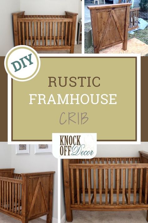 Farmhouse Crib, Farmhouse Cribs, Baby Crib Diy, Wood Crib, Wooden Cribs, Diy Furniture Building, Diy Crib, Rustic Nursery, Diy Nursery