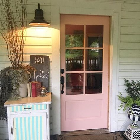 @kristenmtracey's jazz age coral doors_furniture project Sherwin Williams Jazz Age Coral, Coral Paint Color, She Shed Exterior, Coral Front Doors, Coral Paint Colors, Coral Paint, Coral Door, Coral Room, Exterior Door Colors