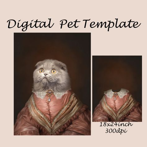 Royal pet portrait, royal animal portrait, Vintage Lady, Photoshop template JPG, backdrop costume Diy Pet Portrait, Cat Pet Portrait, Portrait Template, Royal Animals, Royal Pet Portrait, Pet Portrait Paintings, Digital Pet Portrait, Portrait Couple, Portrait Background