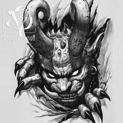 Satanic Tattoos, Evil Tattoo, Evil Tattoos, Devil Tattoo, Demon Tattoo, Scary Tattoos, Skull Art Drawing, Muster Tattoos, Warrior Tattoos