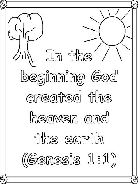 Creation Coloring Pages, Bible Coloring Sheets, Sunday School Coloring Pages, Bible Verse Coloring Page, Bible Activities For Kids, Bible Story Crafts, In The Beginning God, Bible Verses For Kids, Preschool Bible