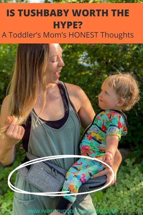 are you considering the Tushbaby Hip Carrier to carry your toddler around? As a mom of a large size toddler, here's my very honest thoughts about the well-loved hip carrier to help you decide if it's for you, too. #Tushbaby Diy Baby Carrier, Toddler Carrier, Baby Seat, The Hype, Baby Carrier, Better Love, Family Travel, The Well, Large Size